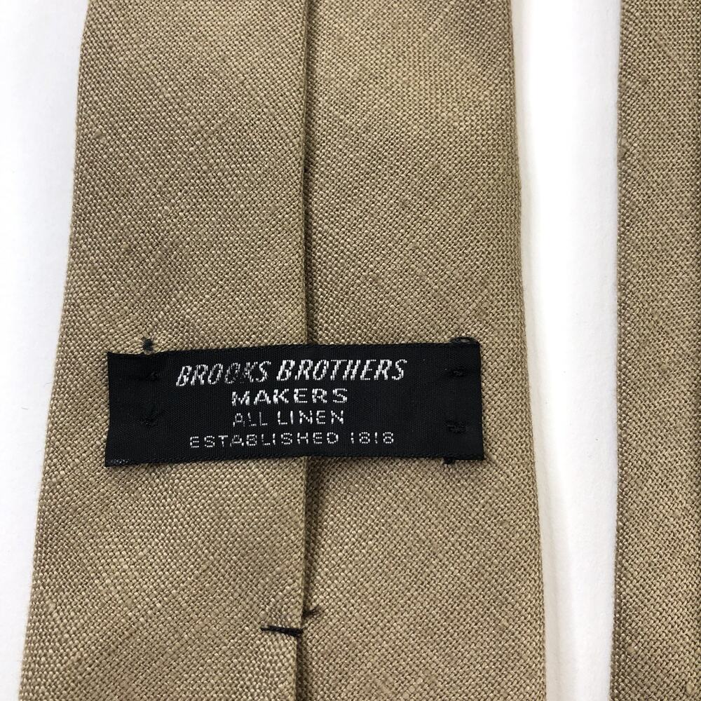 Brooks Brothers Makers 100% Linen 52-in SHORT Neck Tie Men’s Brown Tan